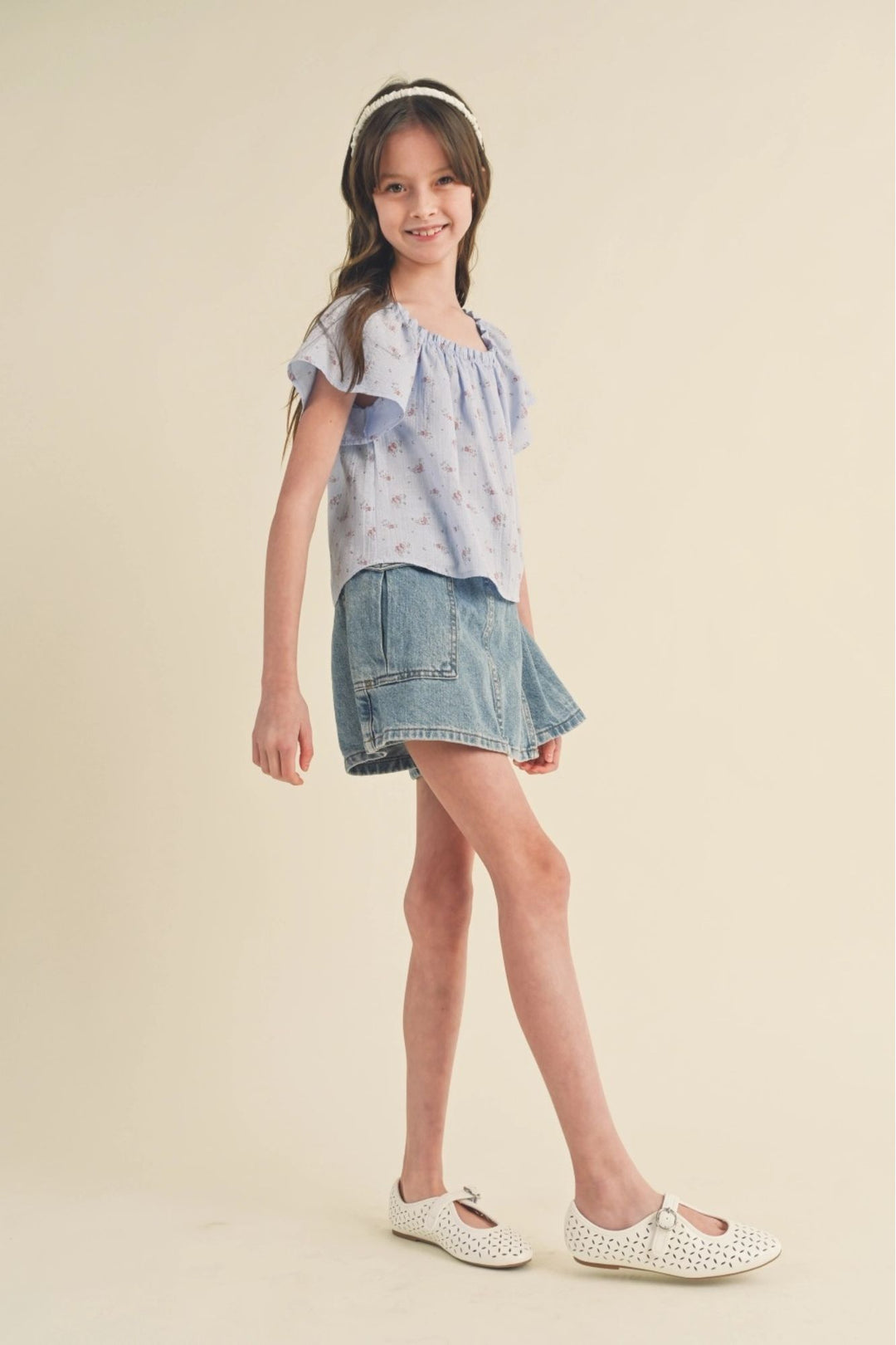 Lauren Girls Tween Peasant Top