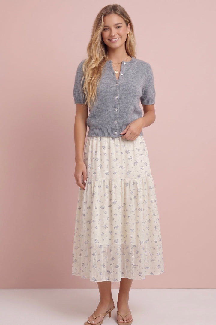 Maisie Floral Embroidered Tiered Skirt