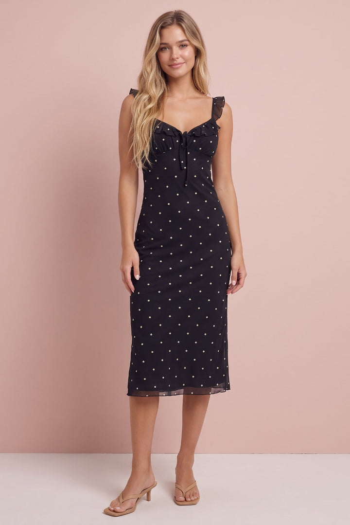 Nova Mesh Polka Dot Midi Dress