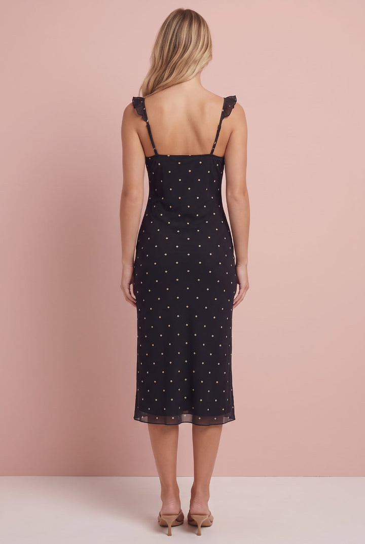 Nova Mesh Polka Dot Midi Dress
