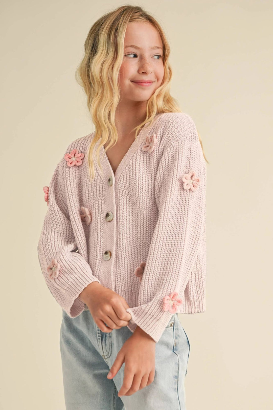 Riley Girls Tween Floral Cardigan
