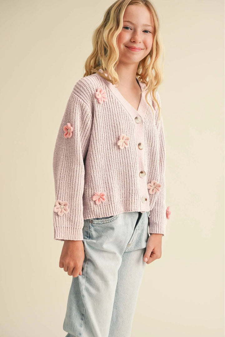 Riley Girls Tween Floral Cardigan