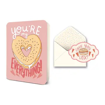 Two pink greeting cards with heart-shaped cookies and affectionate text on a white background.