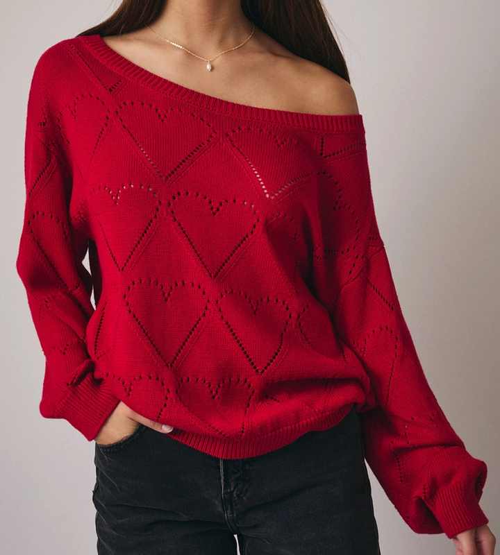 Hailey Heart Pointelle Knit Sweater