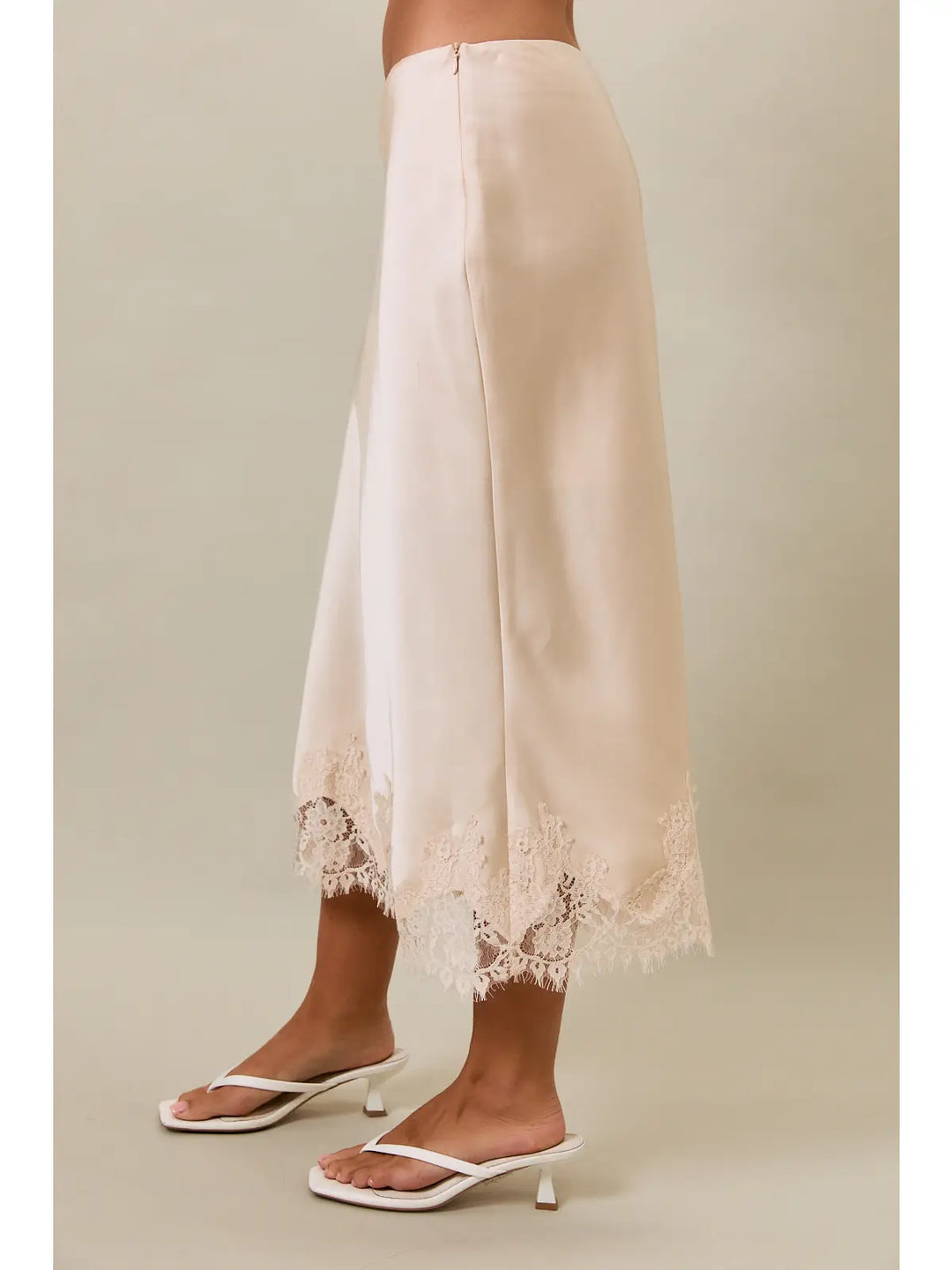 Zara Lace Satin Midi Skirt