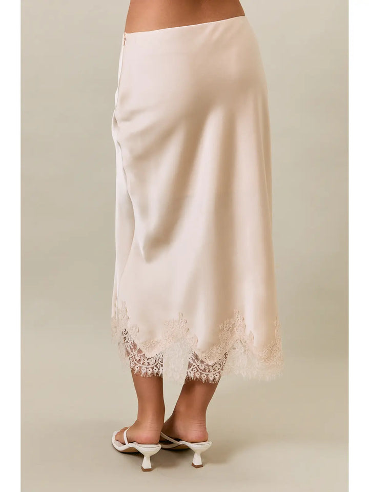 Zara Lace Satin Midi Skirt