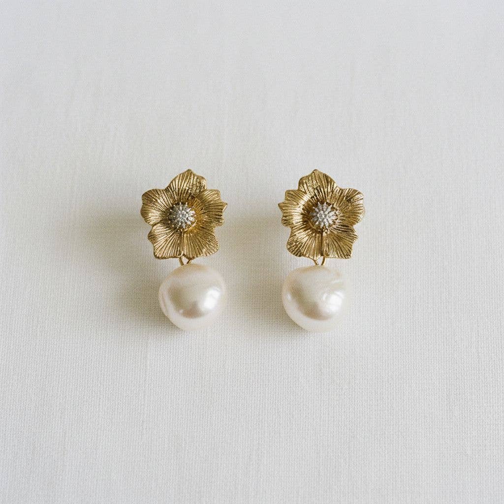 Rebekah Floral Pearl Drop Earrings