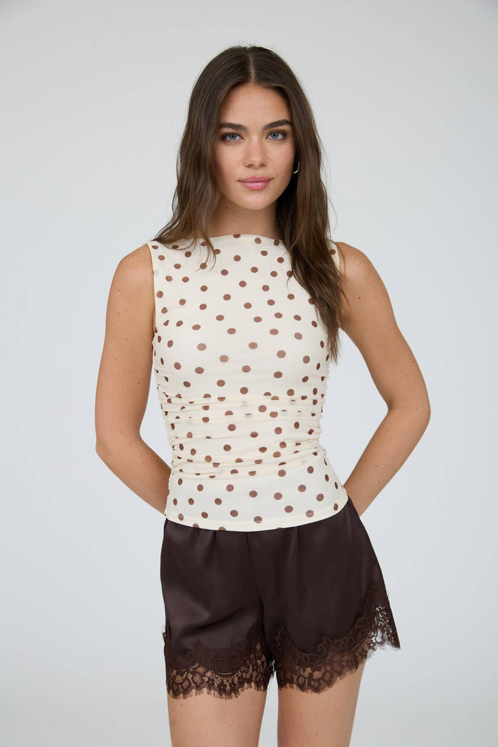 Heidi Polka Dot Mesh Knit Top