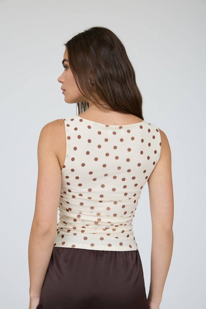 Heidi Polka Dot Mesh Knit Top