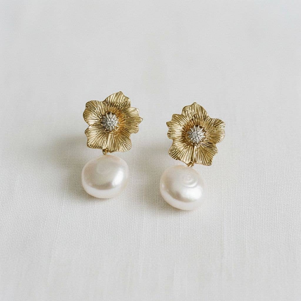 Rebekah Floral Pearl Drop Earrings