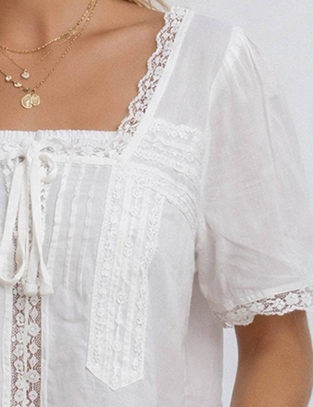Melinda Square Neck Front Tie Top