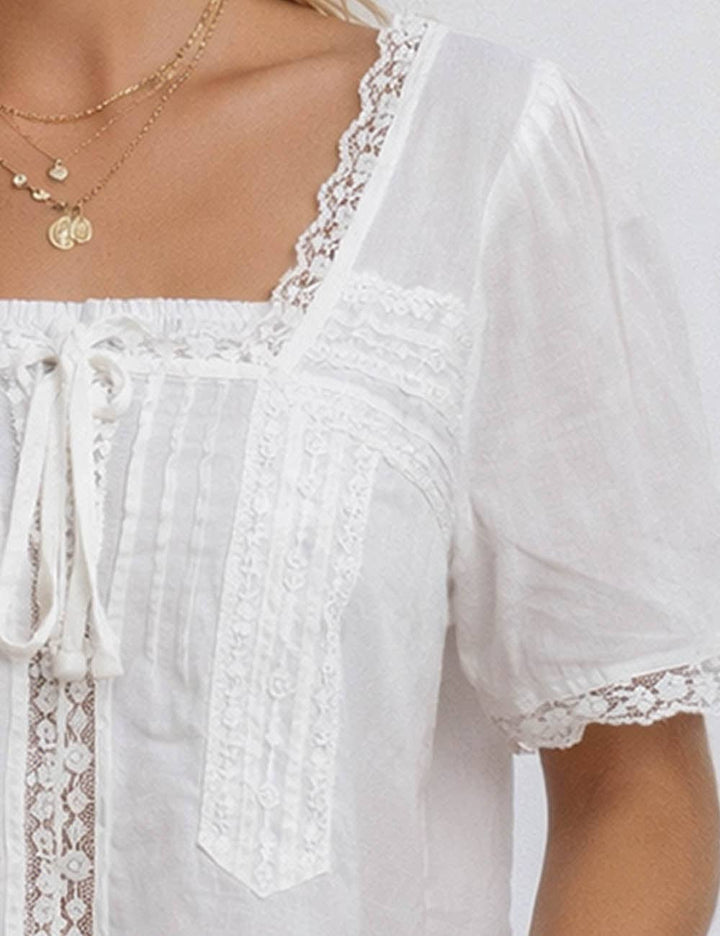 Melinda Square Neck Front Tie Top