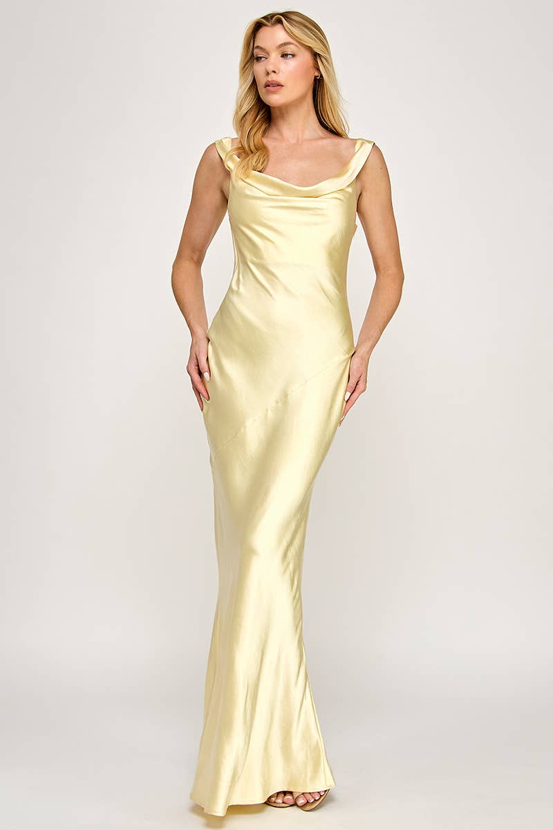 Kate Cowl Neck Satin Maxi Dress