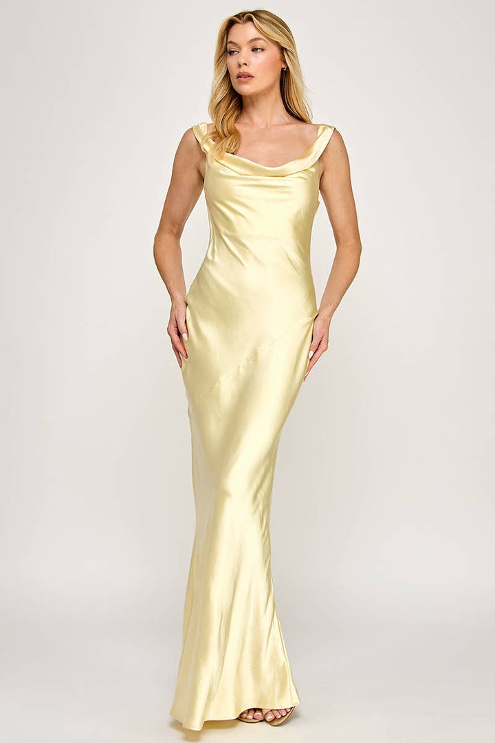 Kate Cowl Neck Satin Maxi Dress