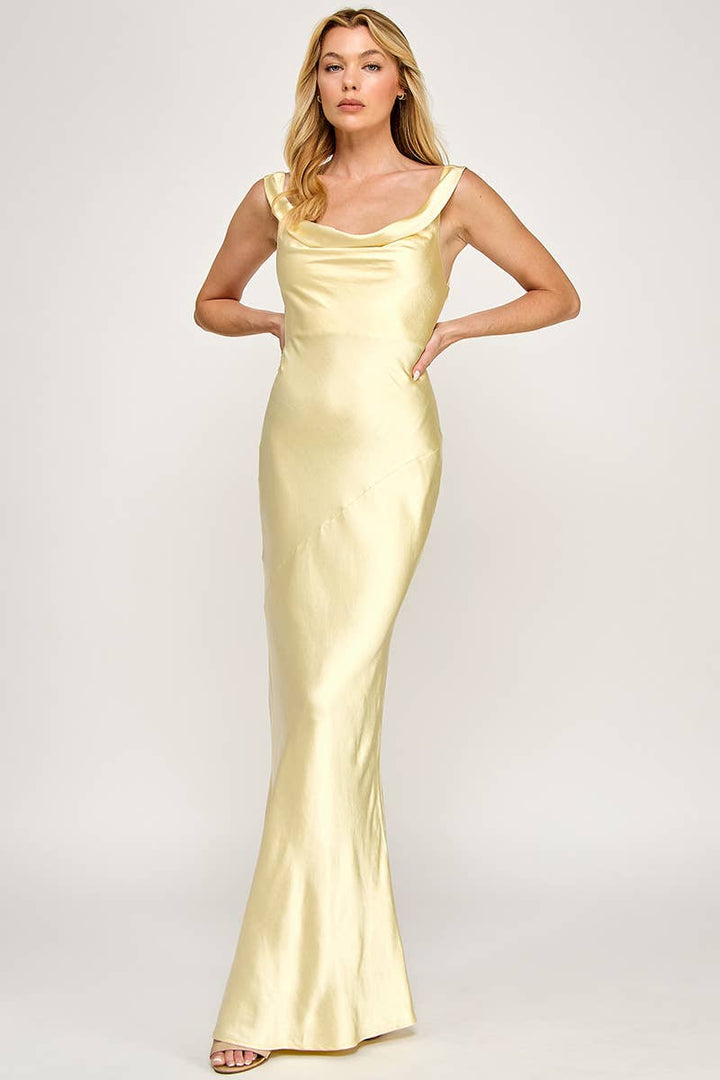 Kate Cowl Neck Satin Maxi Dress