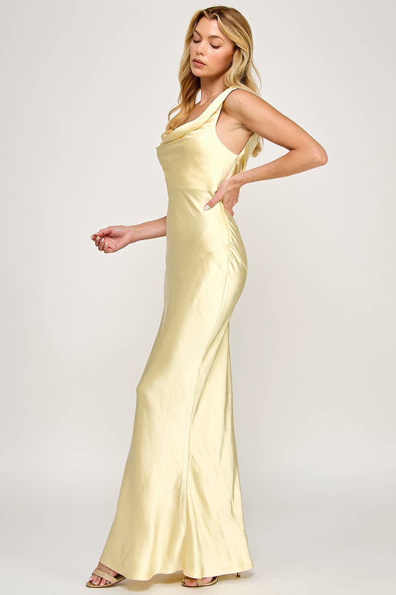 Kate Cowl Neck Satin Maxi Dress