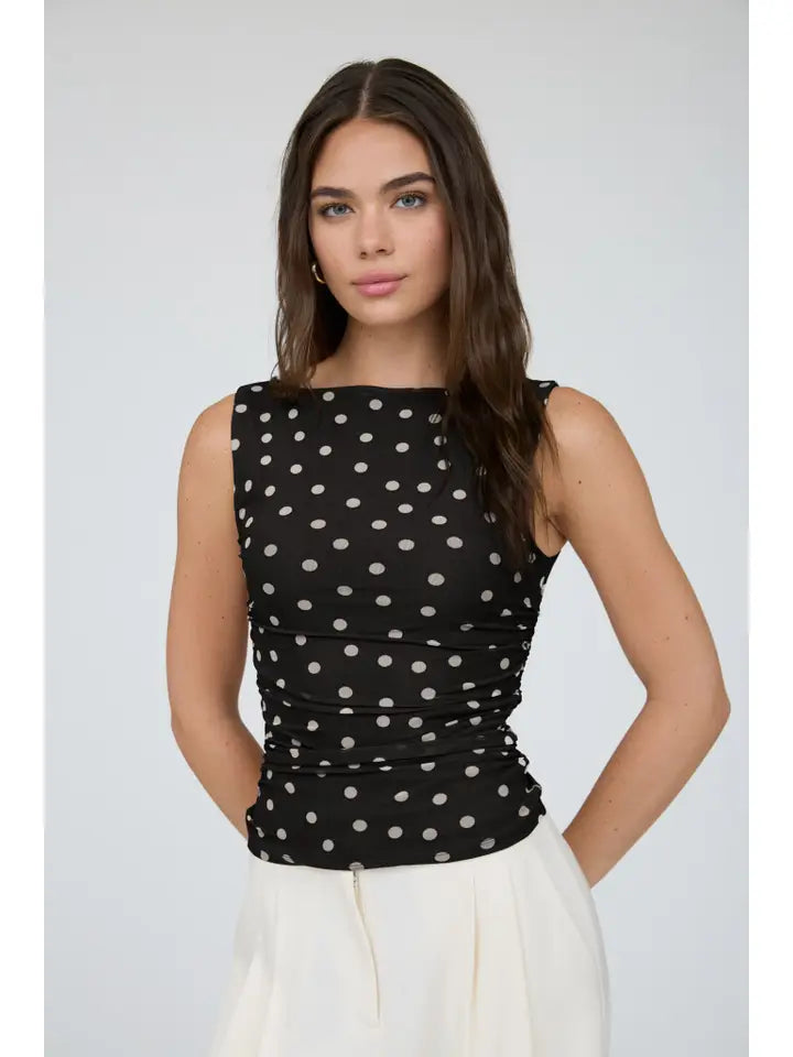 Heidi Polka Dot Mesh Knit Top