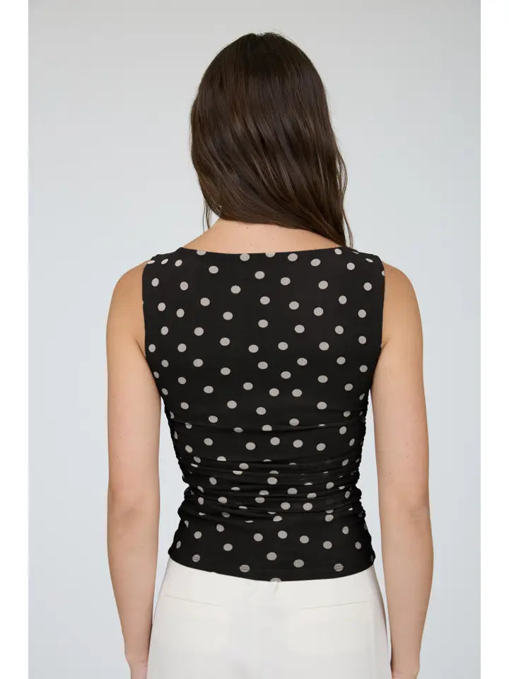 Heidi Polka Dot Mesh Knit Top