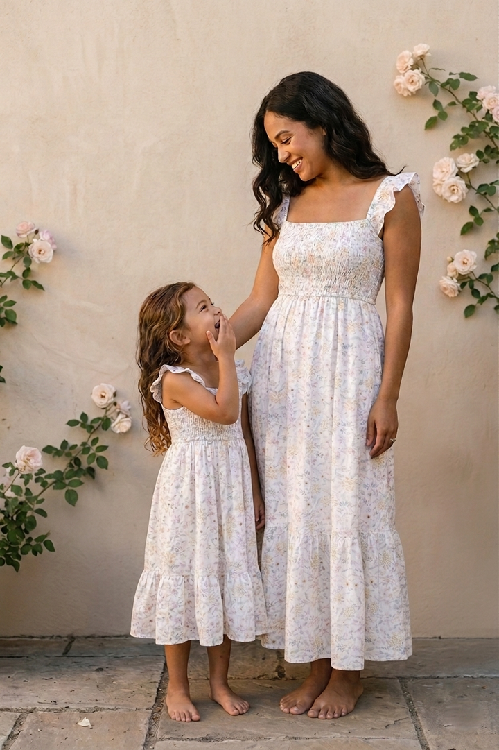 Olivia Floral Flutter Midi Dress