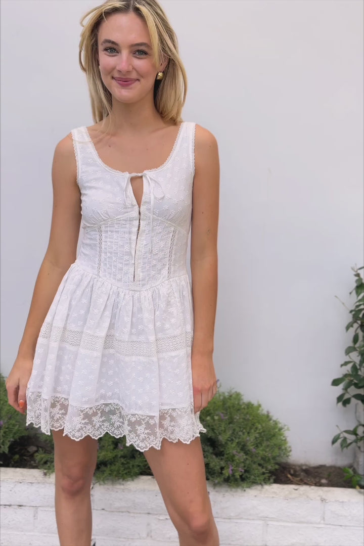 Lacey Embroidered Mini Dress