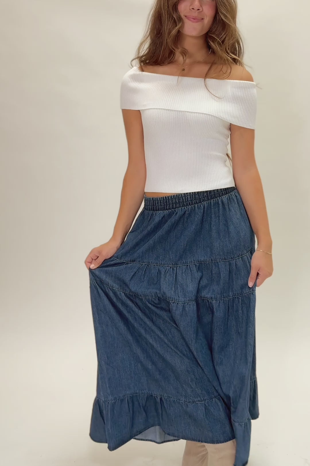Rachel Denim Midi Skirt