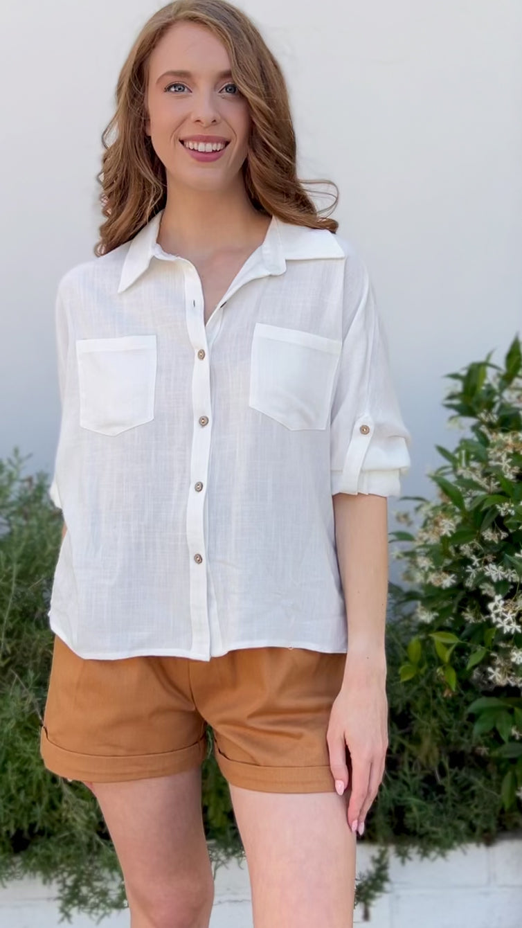 Lara Dolman Buttoned Shirt - Morning Lavender Boutique Tops