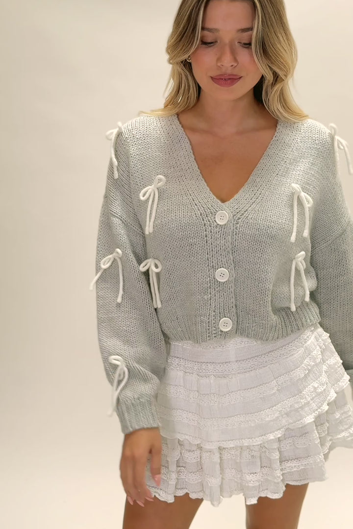 Devin Bow Buttoned Cardigan