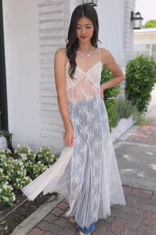 Angelica Sheer Maxi Dress - Morning Lavender Boutique Dresses