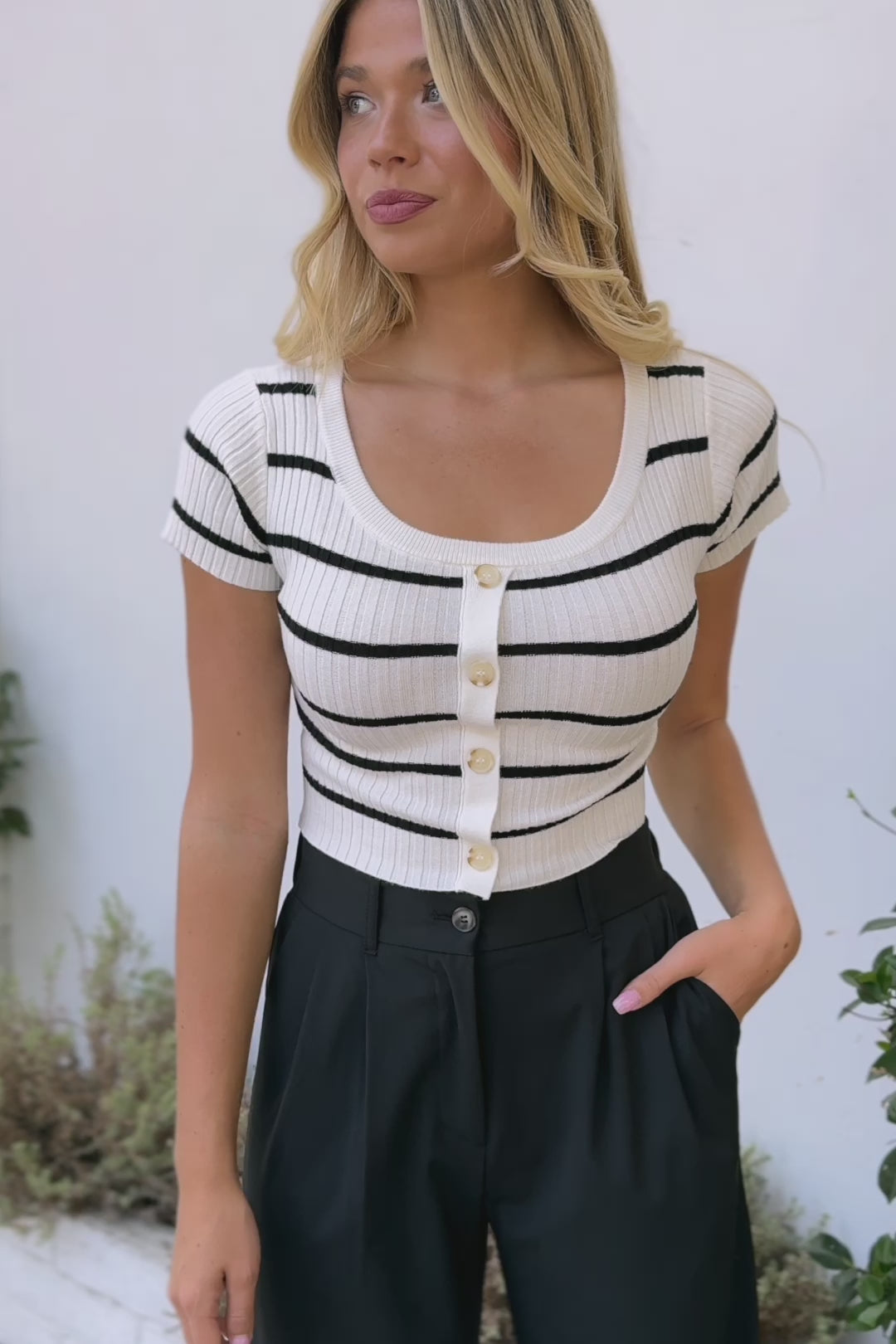 Tia Striped Knit Top