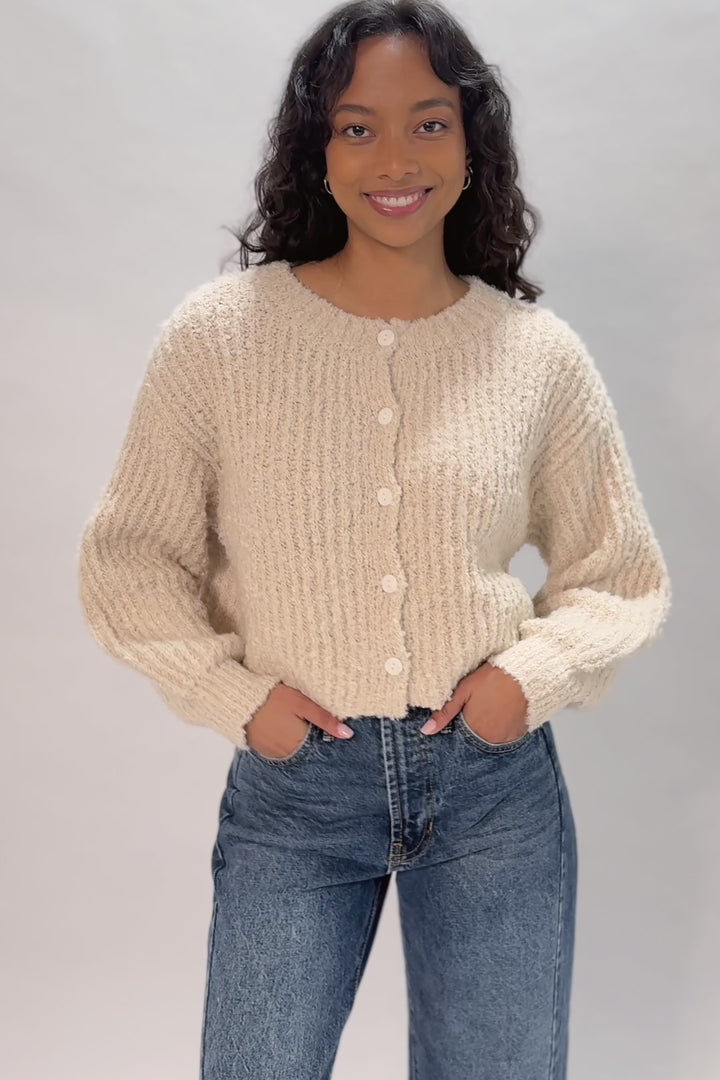 Winnie Boucle Buttoned Cardigan