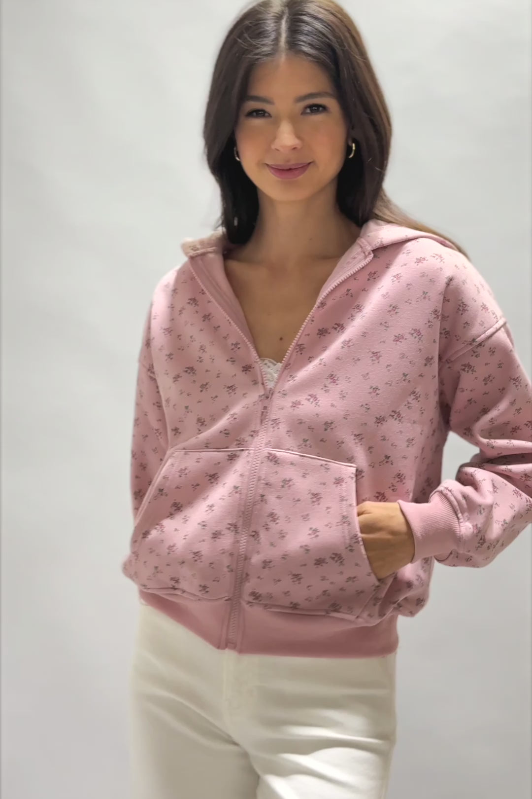 Harlow Floral Zip Hoodie