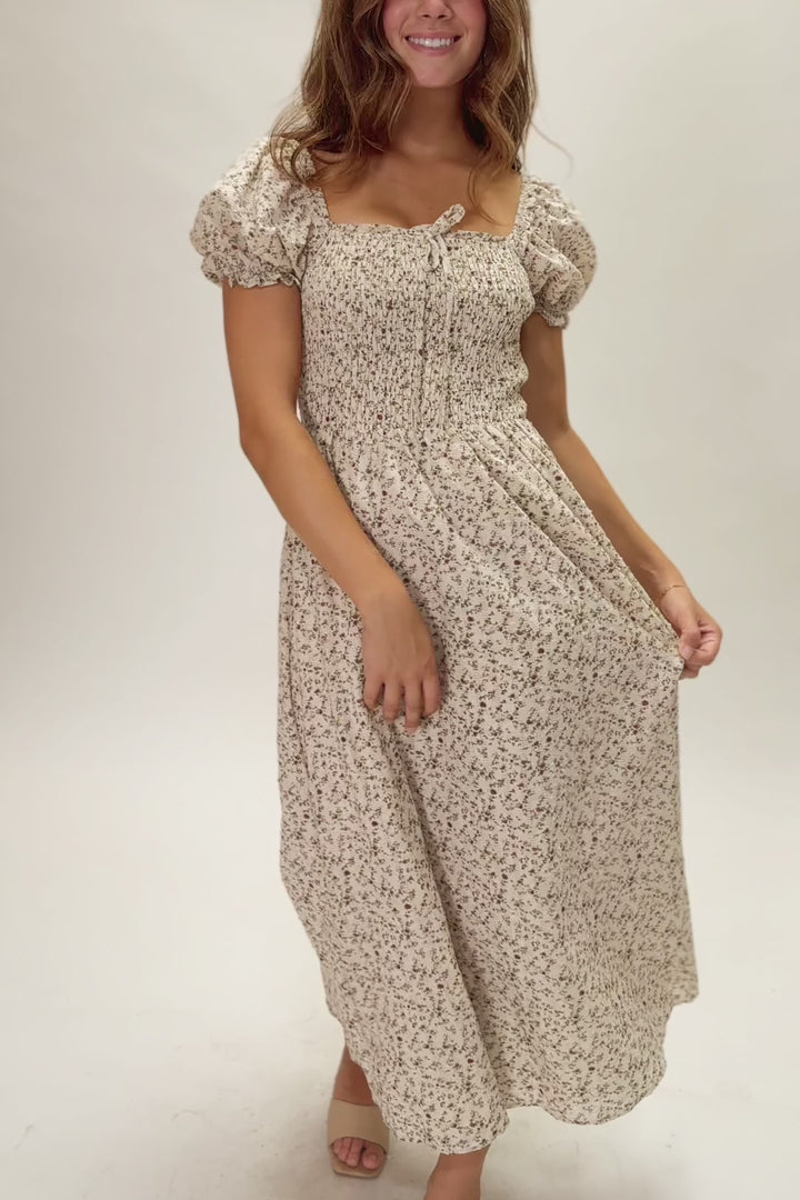 Lina Puff Sleeve Midi Dress