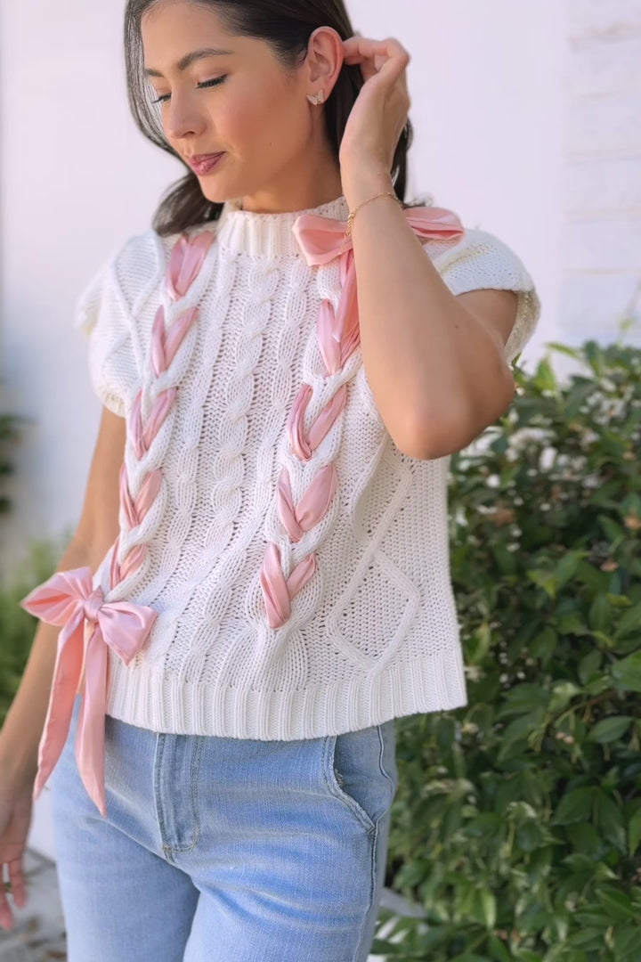 Martha Bow Cable Knit Top