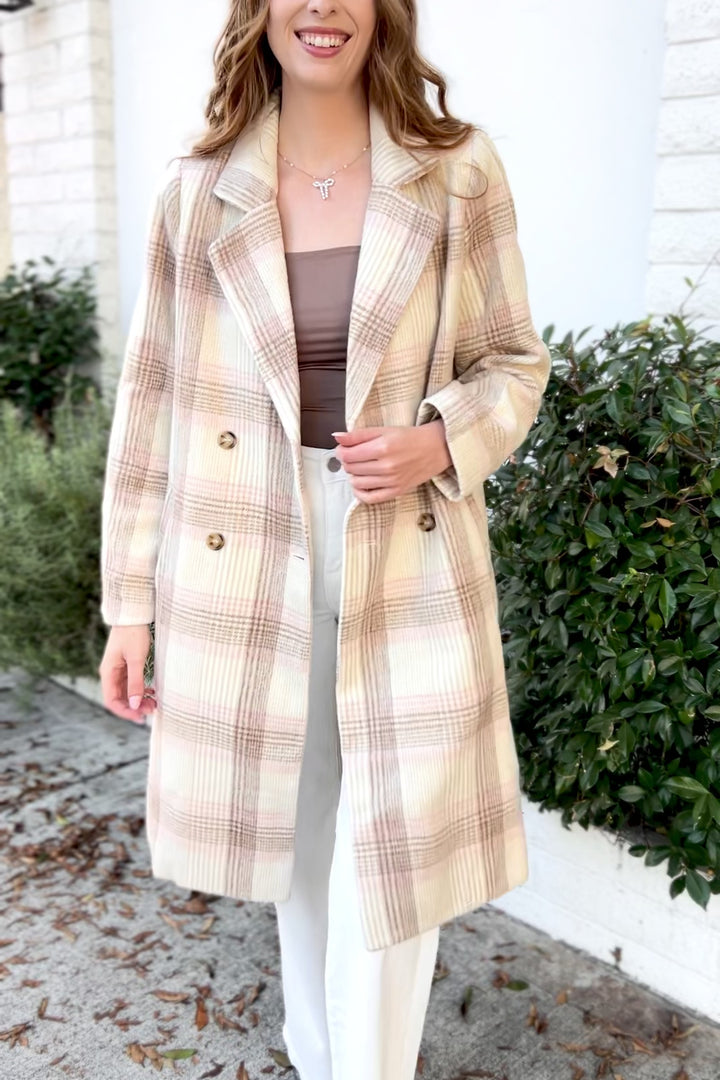 Joan Plaid Double Breasted Coat