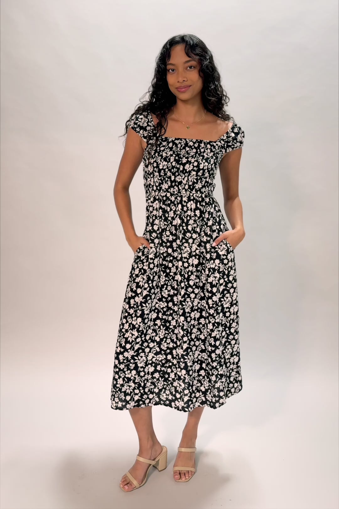 Greta Smocked Midi Dress