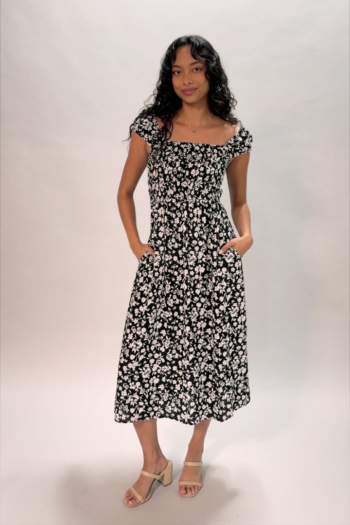 Greta Smocked Midi Dress