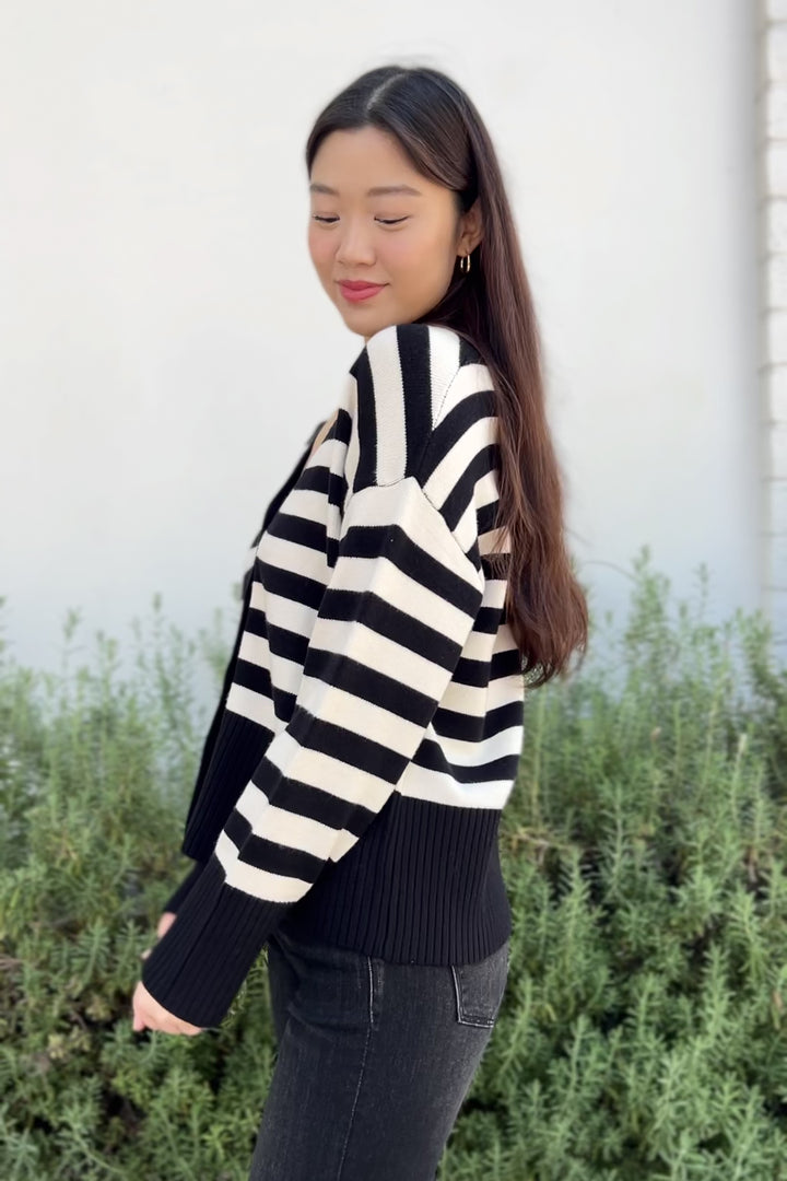 Stevie Striped Buttoned Cardigan