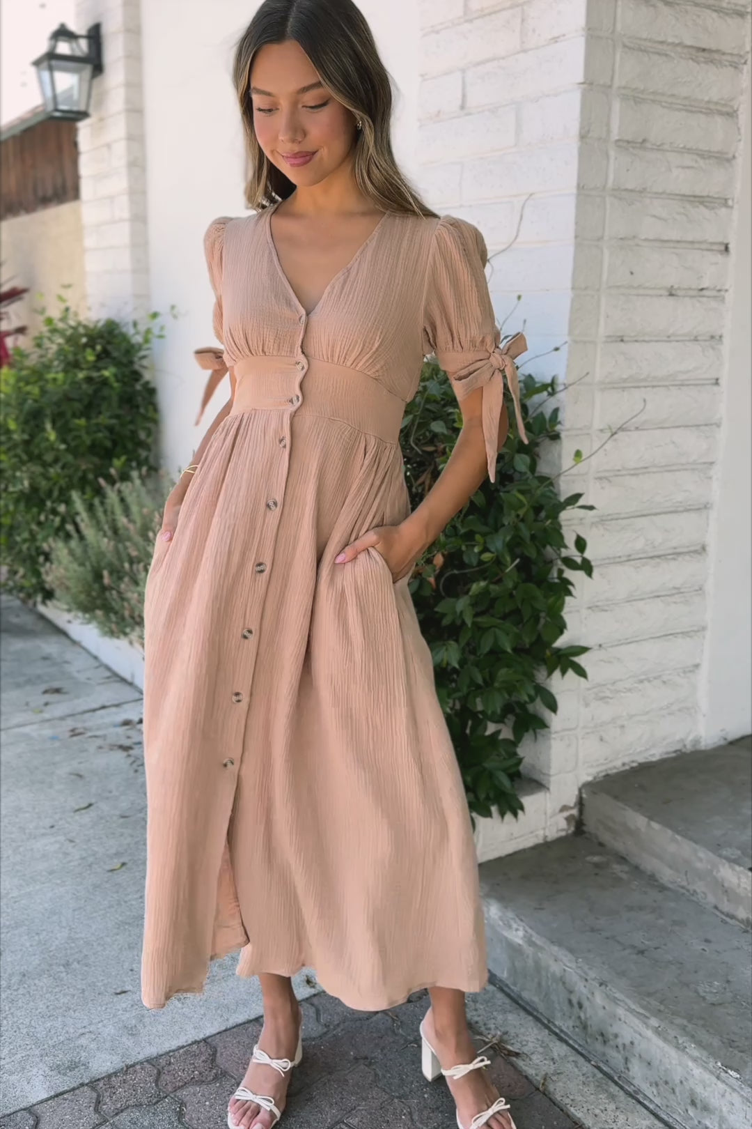 Karen Buttoned Gauze Dress