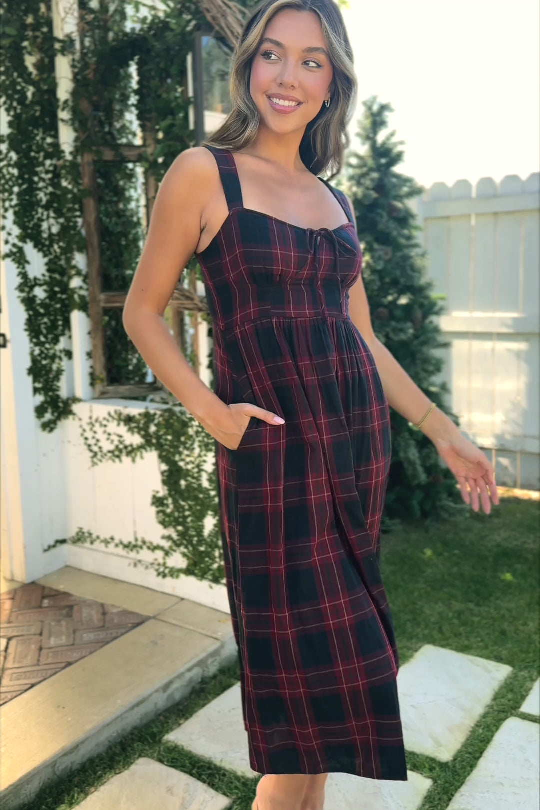 Rowan Plaid Midi Dress