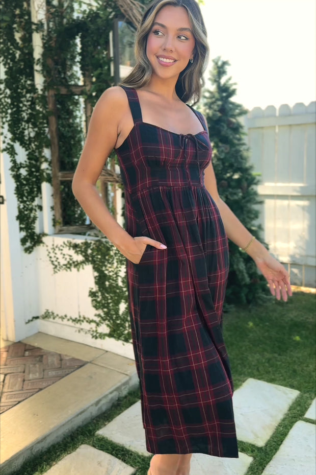 knee length dresses for ladies Rowan Plaid Midi Dress