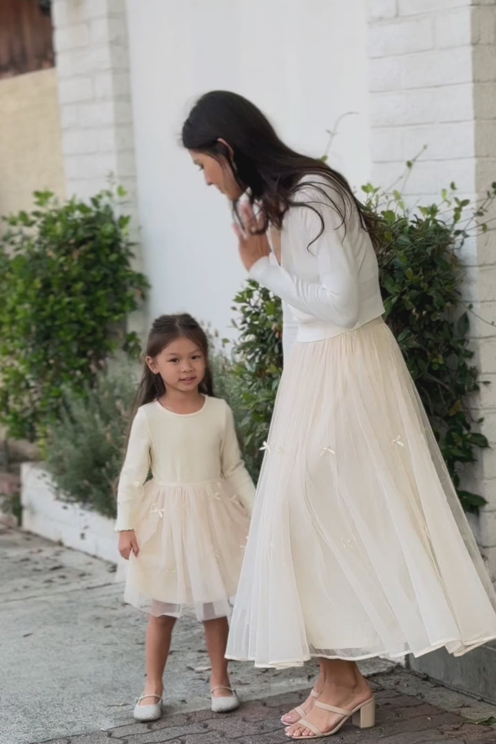 Girls Nicole Ribbed Tulle Dress