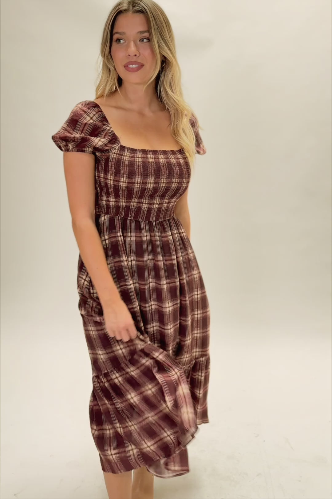 Holly Plaid Smocked Dress