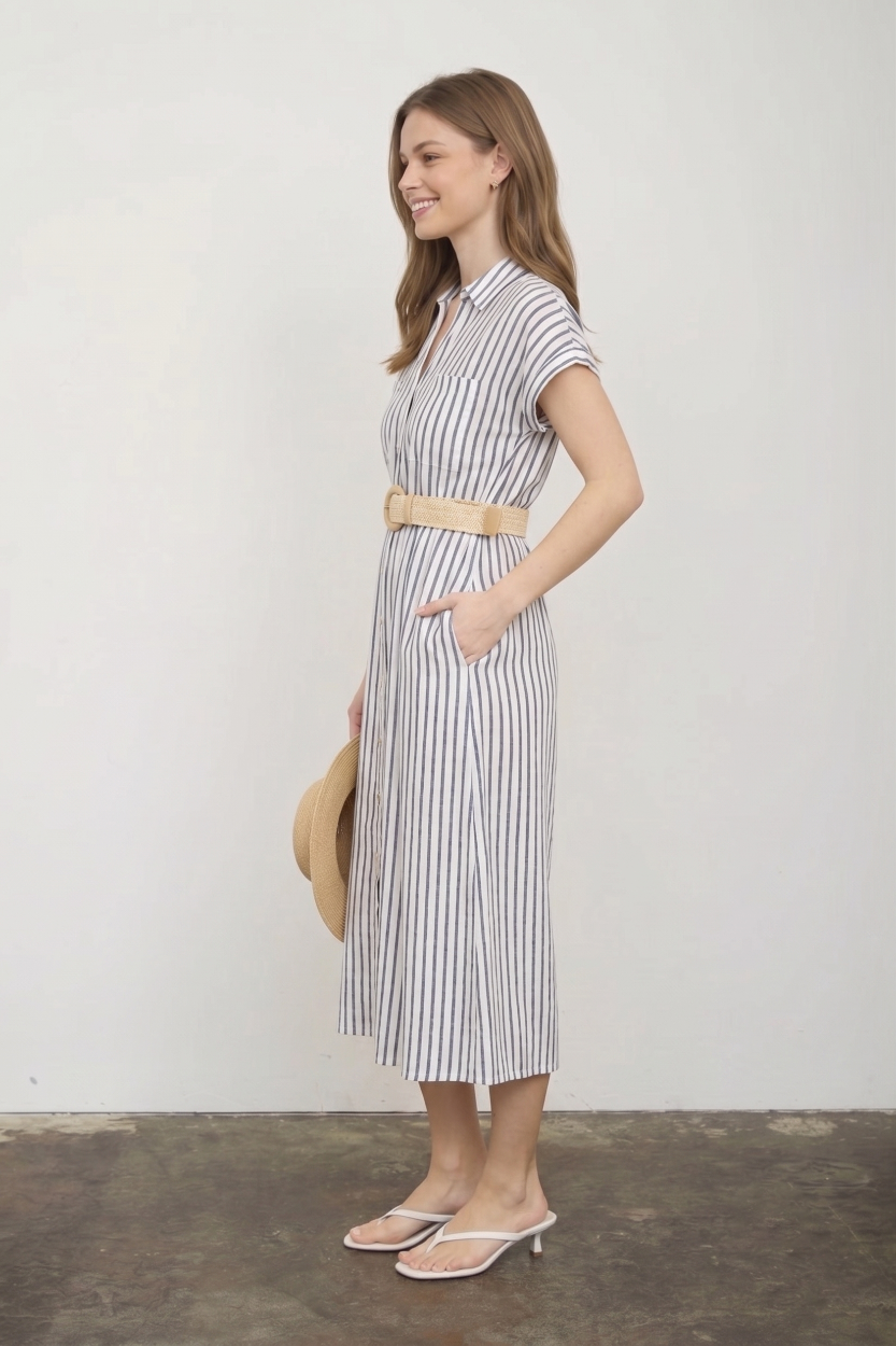 Tammy Stripe Collar Shirt Dress