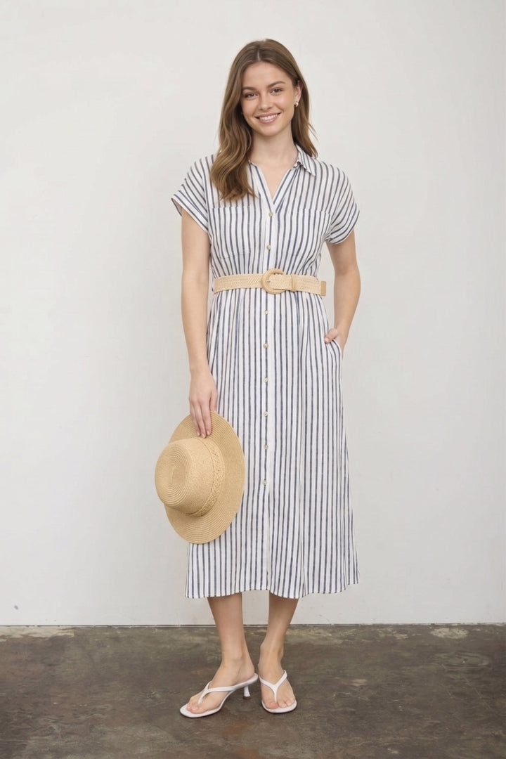 Tammy Stripe Collar Shirt Dress