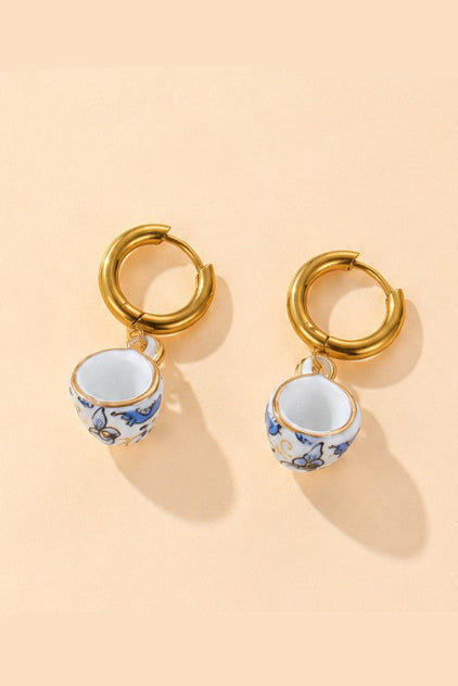 Grace Ceramic Tea Earrings (Tarnish Resistant)