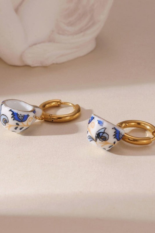 Grace Ceramic Tea Earrings (Tarnish Resistant)