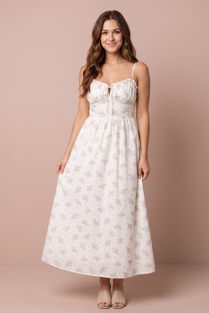 Violet Floral Midi Dress