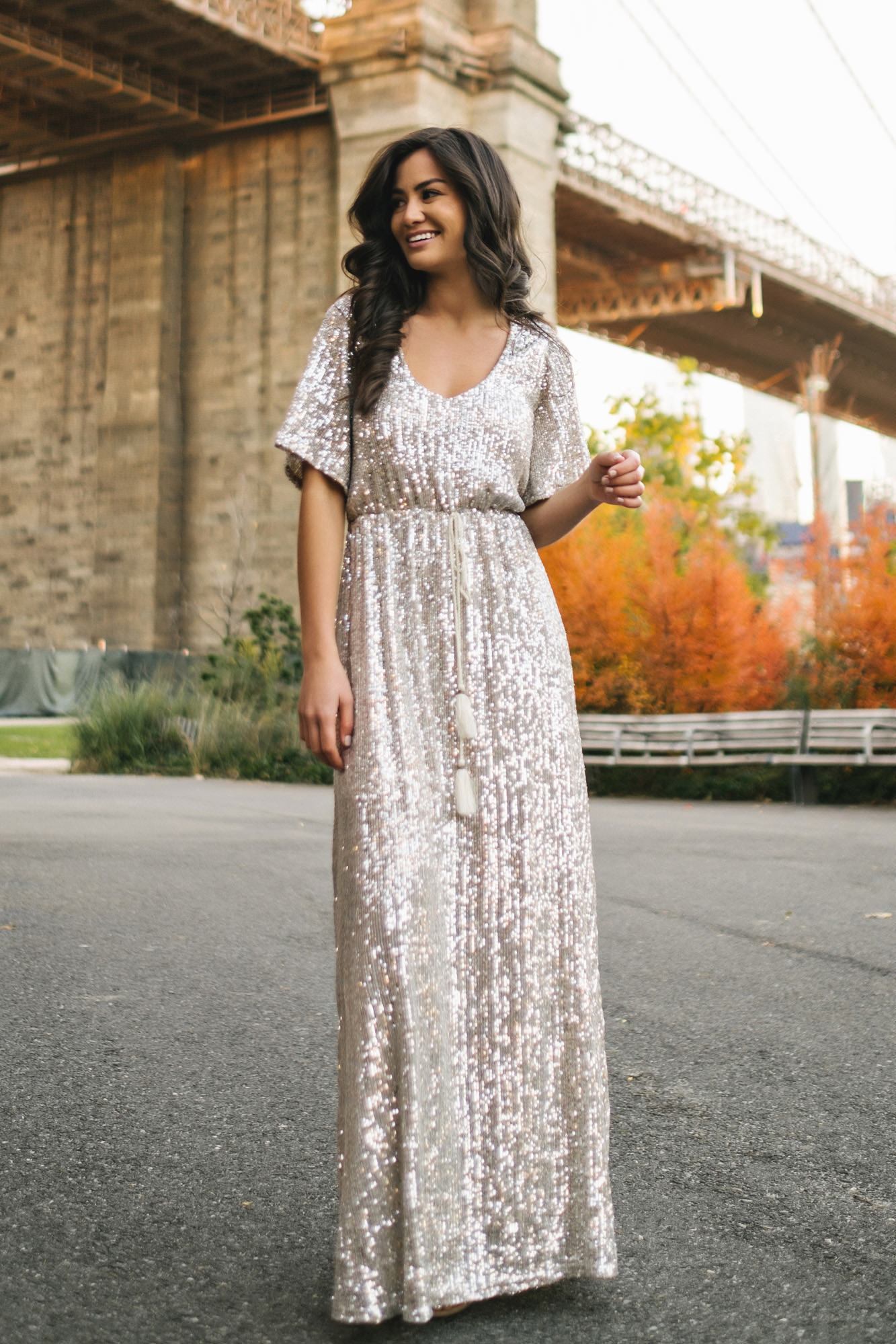 Nina Morena | Glitter and Sequin Top Mesh Gown