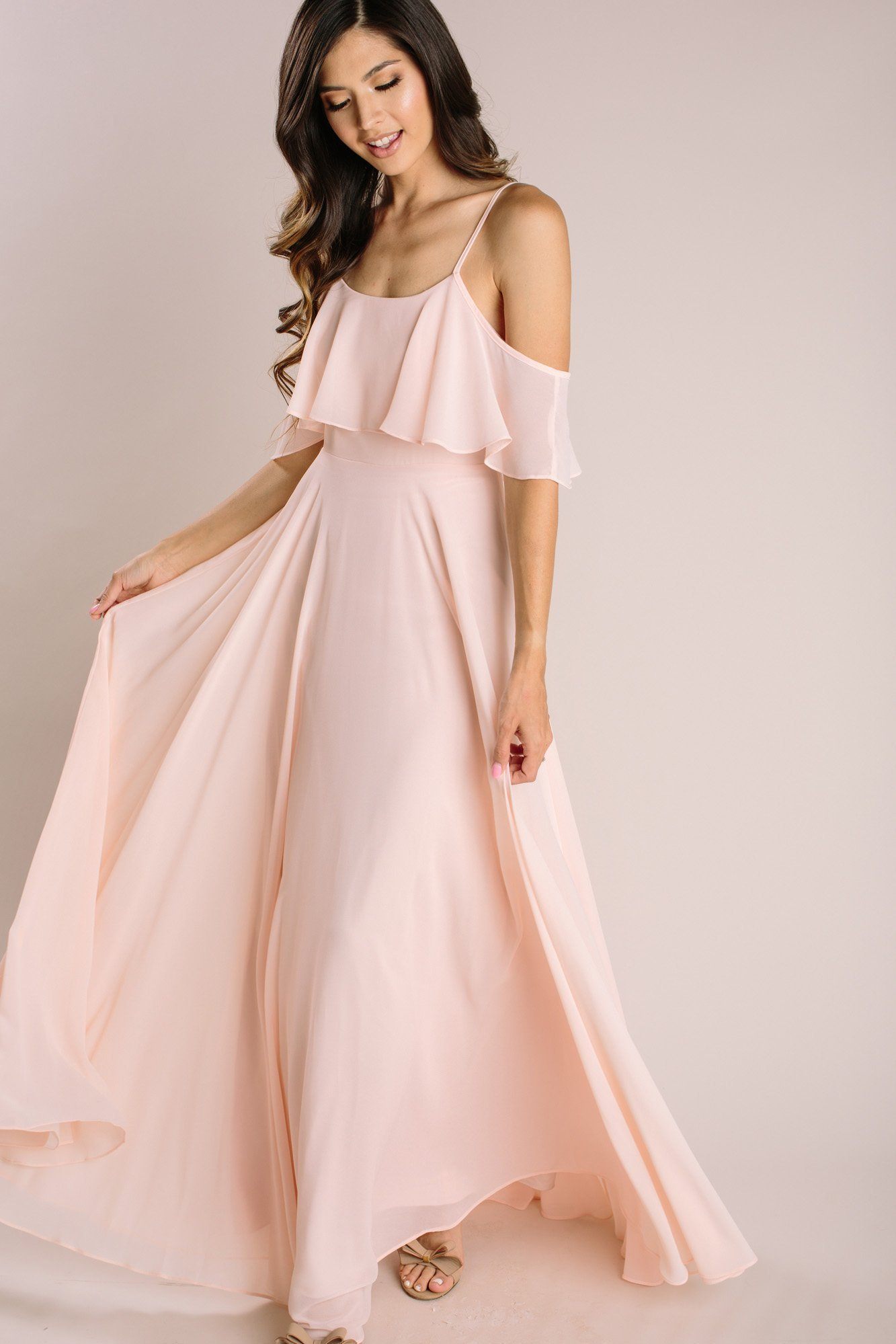 Adele blush ruffle maxi sale dress