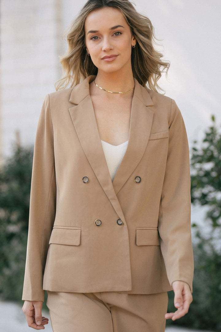 Agnes Double Breasted Blazer Outerwear Aaron & Amber Camel Small